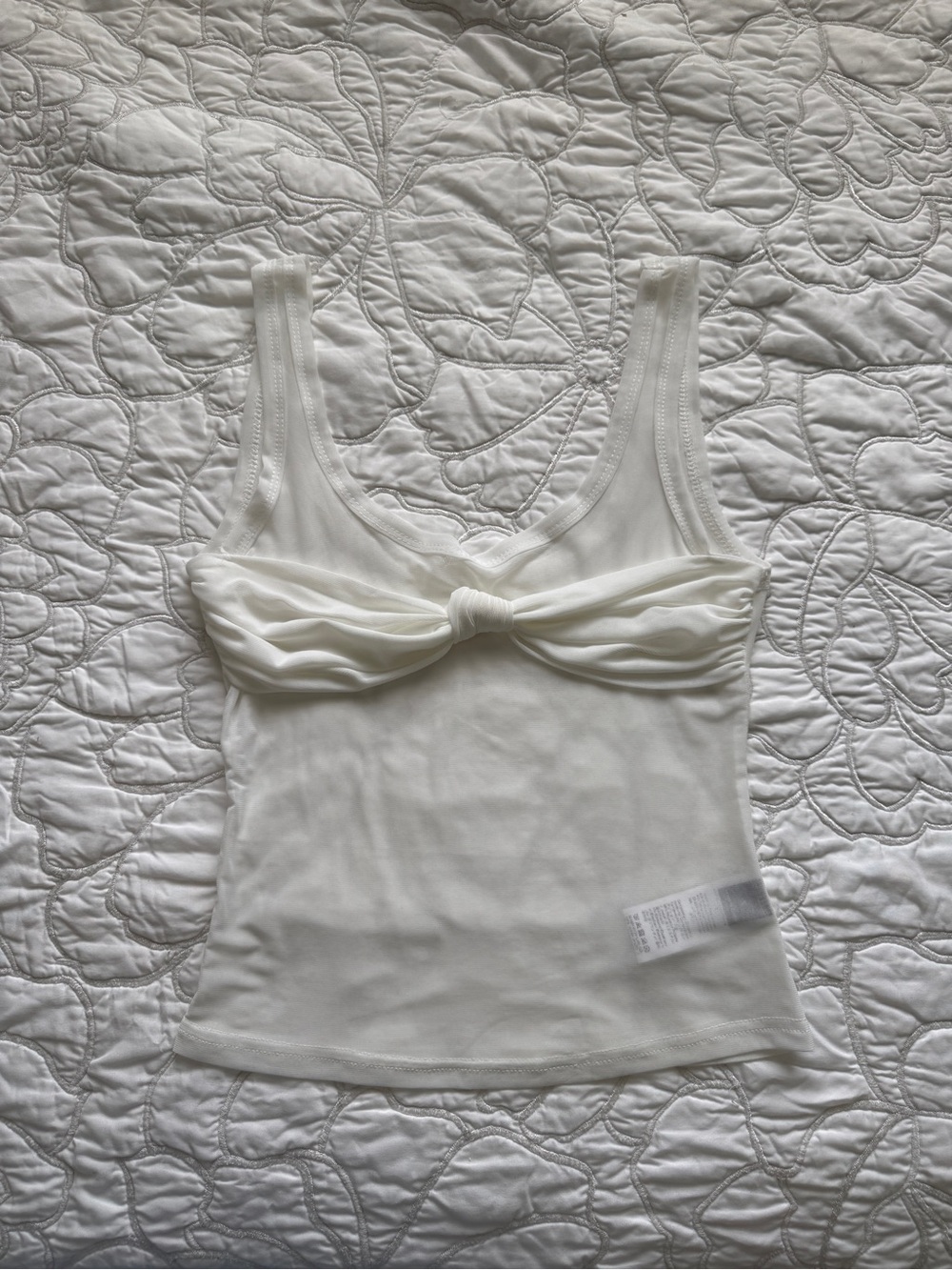 SHEIN White Knot-Front Bandeau Tank Top